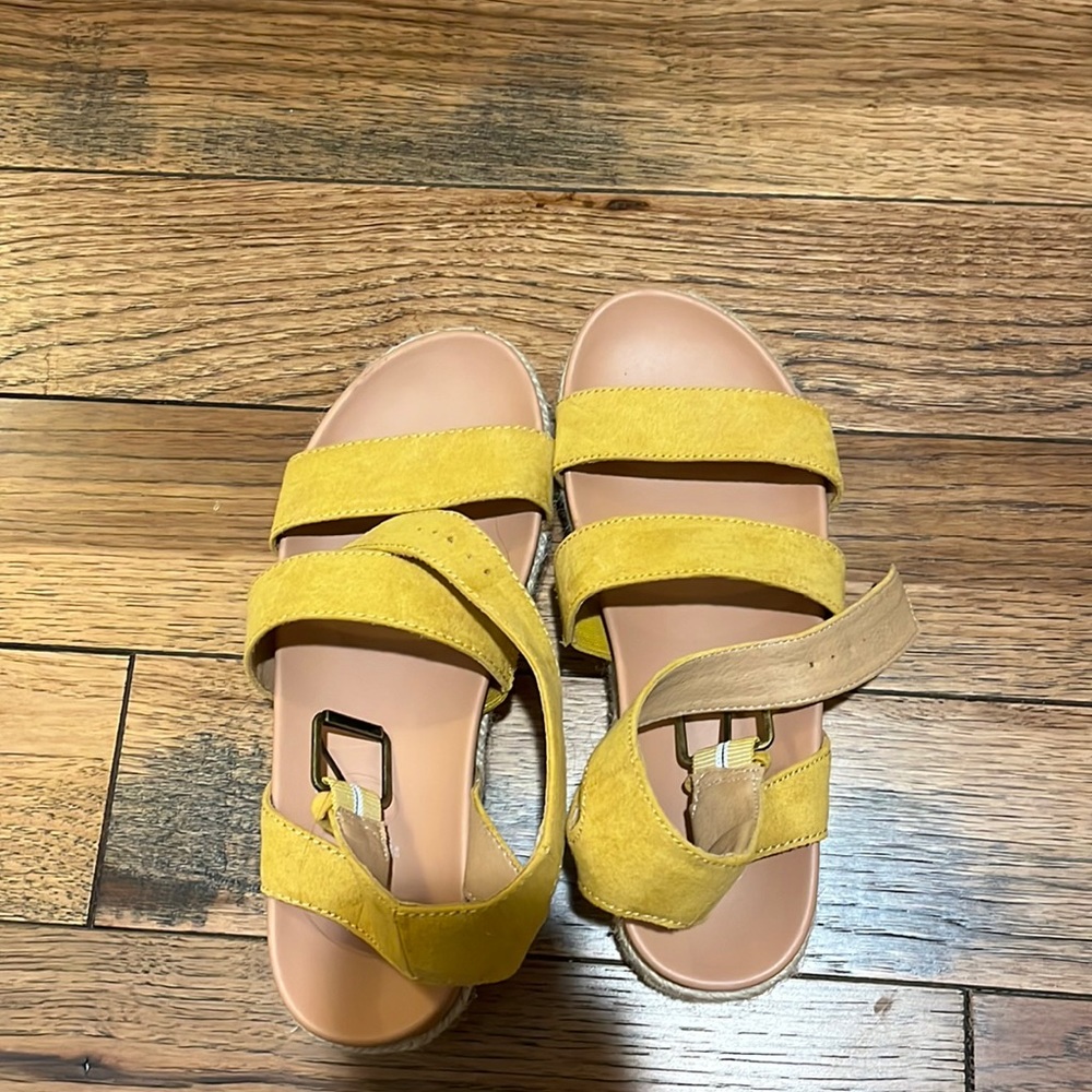 yellow target sandals